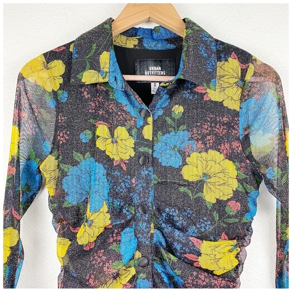 Urban‎ Outfitters Heather Fitted Lurex Shirt Dress Size Medium - Picture 9 of 13